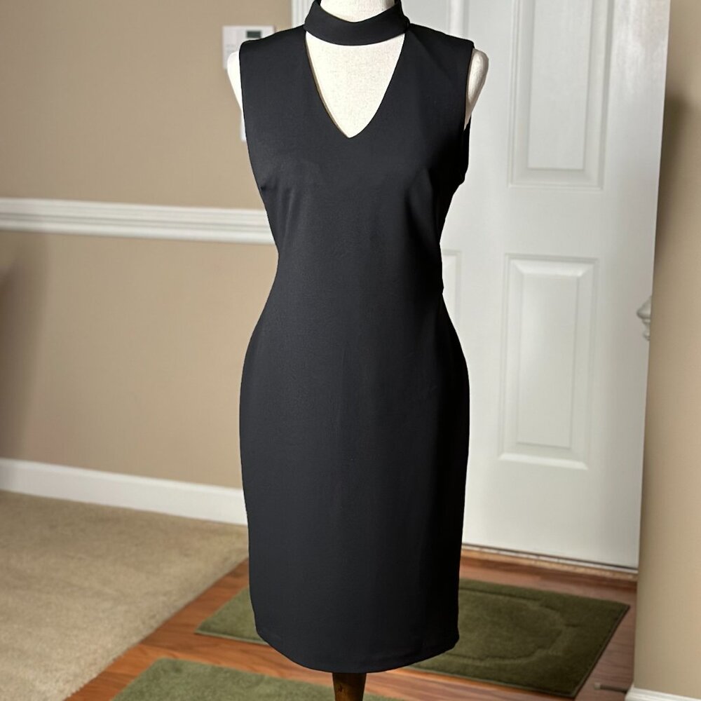 Calvin Klein Sleeveless Choker V-Neck Sheath Dress Size 10 NWT